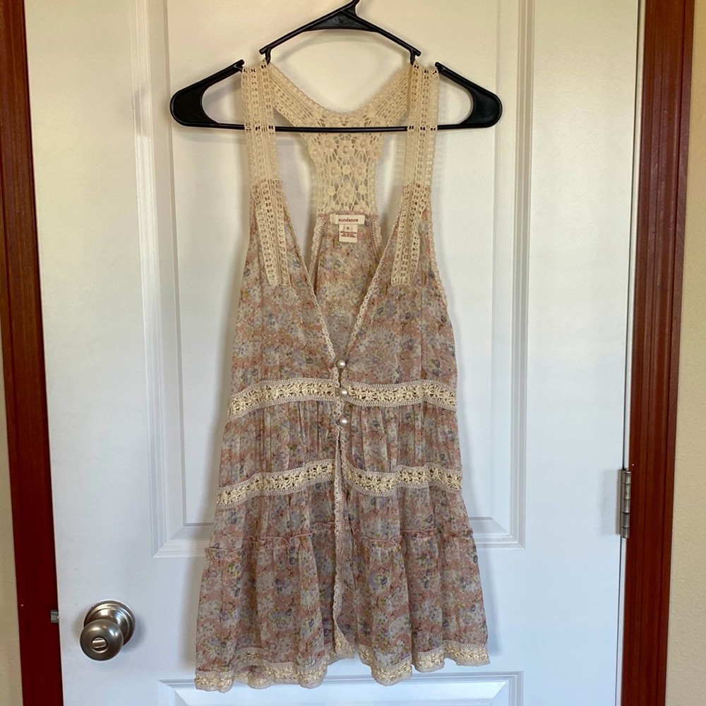 Lacey flowery sheer tank